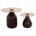 Βοηθητικα Τραπεζακια 2τμχ Chang HM9668 Ξυλο Mango-Γυαλι Top φ55x49,5υ & φ40x36,5υεκ.
