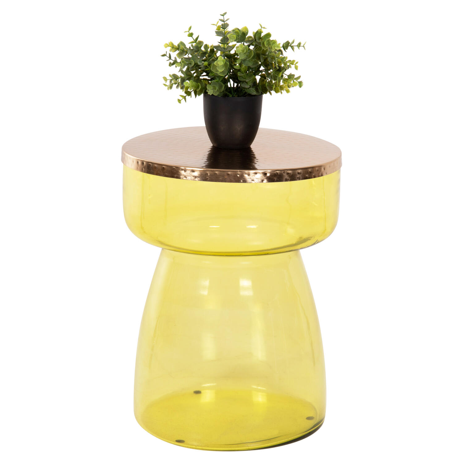 boithitiko-trapezaki-fb99731-gyali-prasi Βοηθητικο Τραπεζακι Rane HM9731 Γυαλι Πρασινωπο-Χρυσο Μεταλλο Top φ36x47υεκ. - Image 1