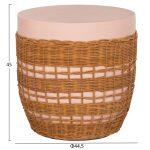 Βοηθητικο Τραπεζι Vilhena HM18166 Fiber Cement Ροζ-Rattan Φυσικο φ44.5x45υεκ. - Image 2