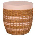 Βοηθητικο Τραπεζι Vilhena HM18166 Fiber Cement Ροζ-Rattan Φυσικο φ44.5x45υεκ.