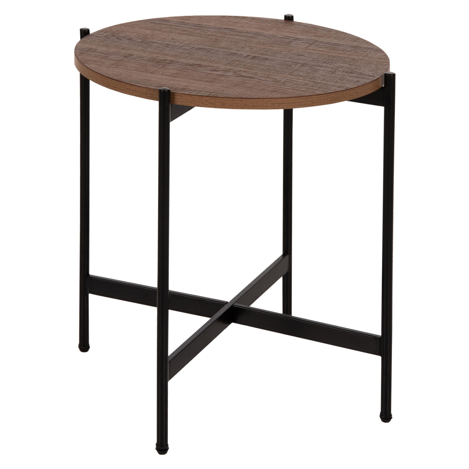 boithitiko-trapezi-fb9958904-mdf-karydi- Βοηθητικο Τραπεζι HM9589.04 MDF Καρυδι-Μαυρη Μεταλλικη Βαση φ50x55υεκ. - Image 1