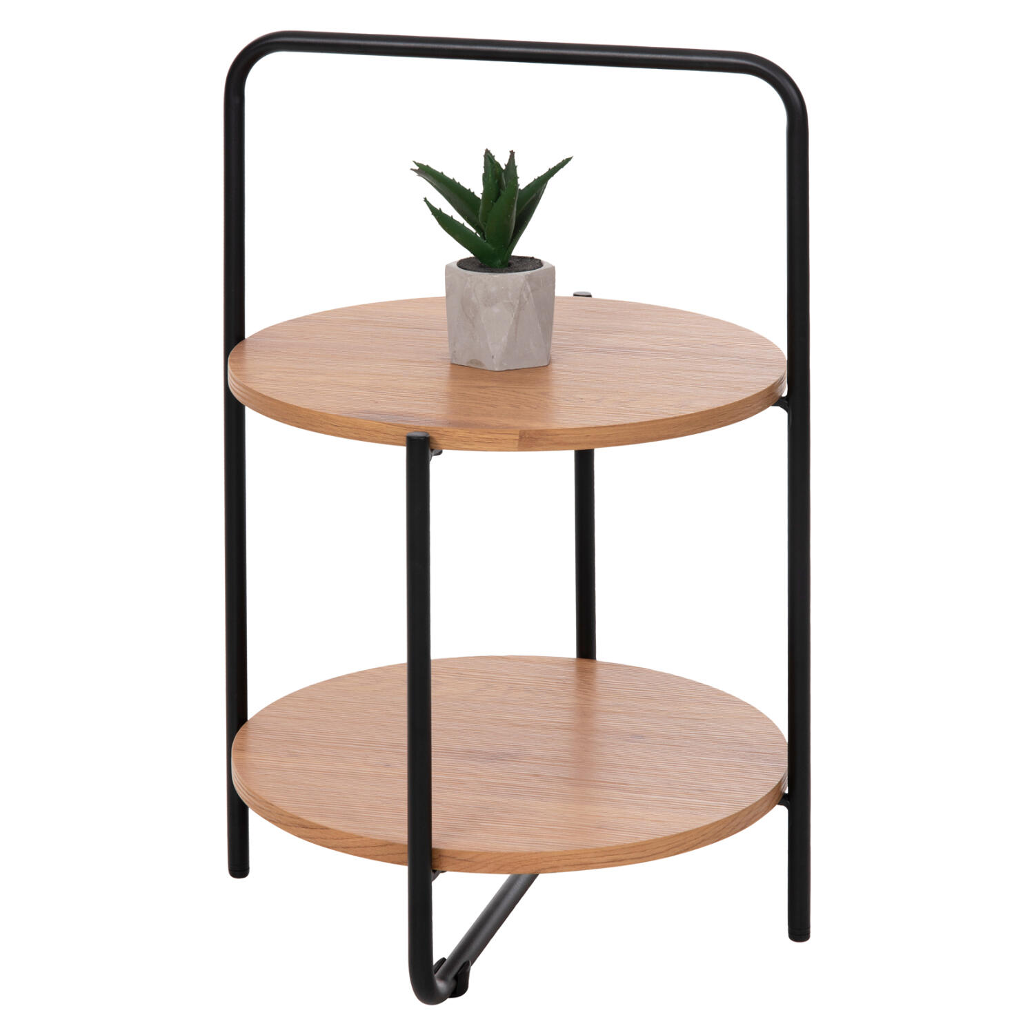 boithitiko-trapezi-fb9961801-mdf-se-fysi Βοηθητικο Τραπεζι Sylo HM9618.01 MDF Σε Φυσικο-Μαυρο Μεταλλο φ44x66υεκ. - Image 1