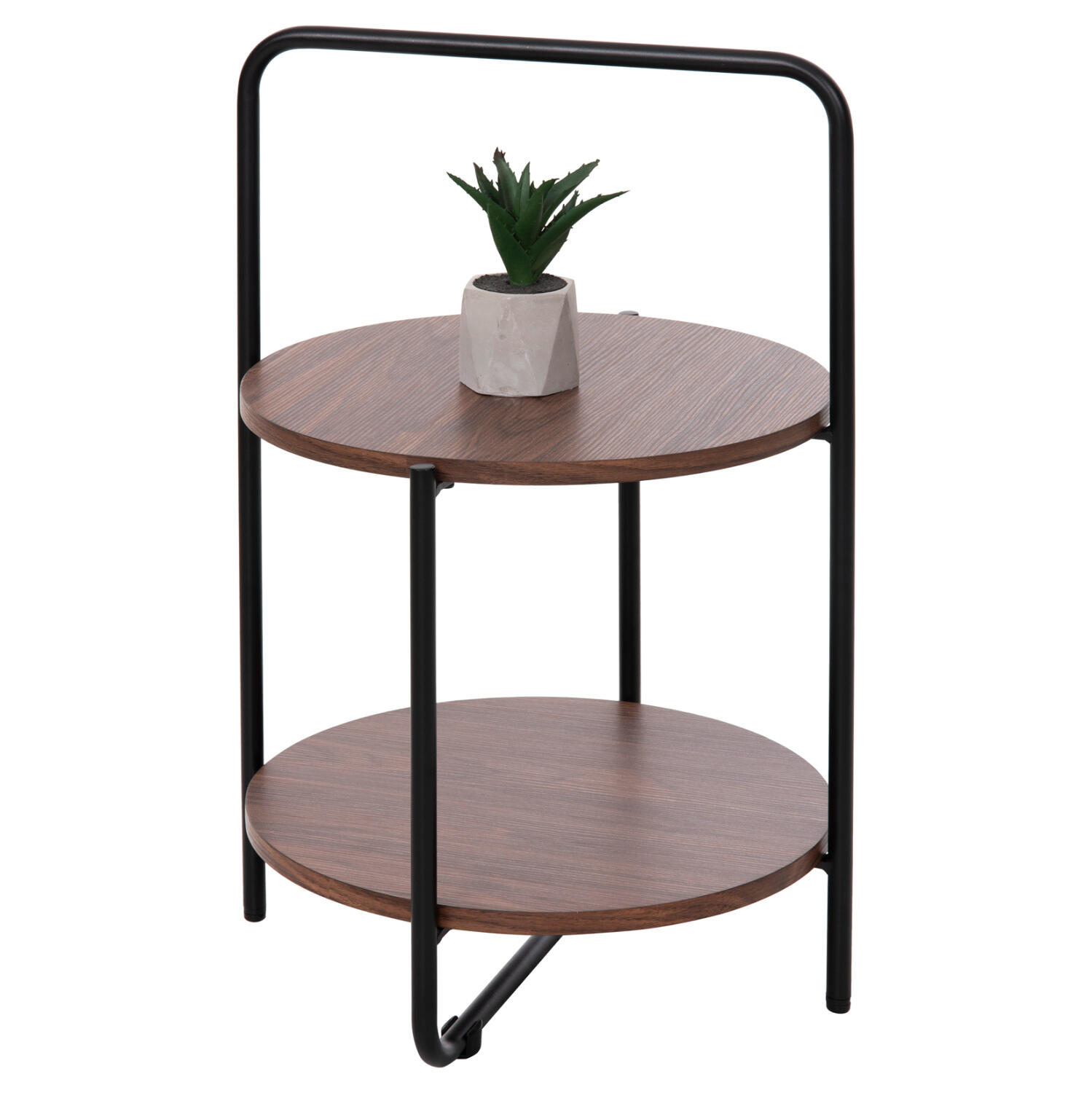 boithitiko-trapezi-fb9961802-mdf-se-kary Βοηθητικο Τραπεζι Sylo HM9618.02 MDF Σε Καρυδι-Μαυρο Μεταλλο φ44x66υεκ. - Image 1