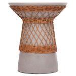 Βοηθητικο Τραπεζι Στρογγυλο Delia HM18167.03 Fiber Cement Γκρι & Rattan φ40x45υεκ - Image 3