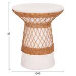 Βοηθητικο Τραπεζι Στρογγυλο Delia HM18167.02 Fiber Cement Λευκο & Rattan φ40x45υεκ - Image 2