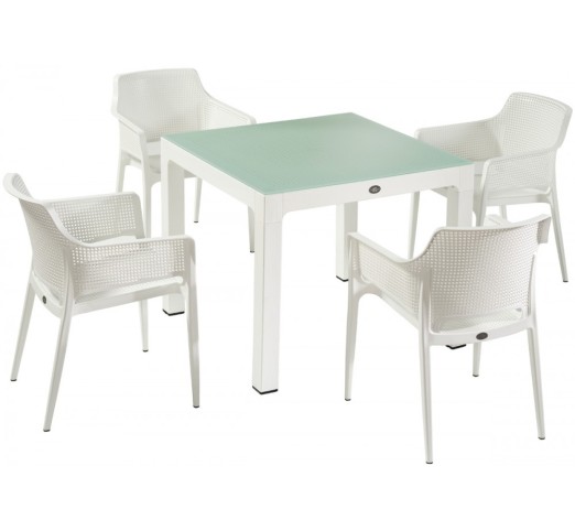 boom-trapezaria-90x90-set-5tmch-31301-116575 Boom Τραπεζαρία σετ 5τμχ 90x90cm Λευκή - Image 1