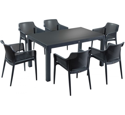 boom-trapezaria-set-7tmch-150x90-31302-116578 Boom Τραπεζαρία σετ 7τμχ 150x90cm Ανθρακί - Image 1