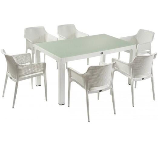 boom-trapezaria-set-7tmch-150x90-31302-116580 Boom Tραπεζαρία σετ 7τμχ 150x90cm Λευκή - Image 1