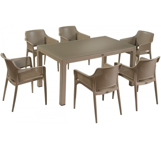 boom-trapezaria-set-7tmch-150x90-31302-117264 Boom Tραπεζαρία σετ 7τμχ 150x90cm Sand - Image 1