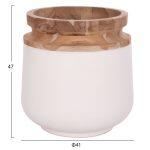 Διακοσμητικο Βαζο Δαπεδου Linter HM4662.02L Fiber Cement Λευκο--Ξυλο Τεακ φ41x47υεκ. - Image 2
