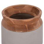 Διακοσμητικο Βαζο Δαπεδου Linter HM4662.03L Fiber Cement Γκρι--Ξυλο Τεακ φ41x47υ - Image 4