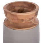 Διακοσμητικο Βαζο Δαπεδου Linter HM4662.03S Fiber Cement Γκρι--Ξυλο Τεακ φ34x60υεκ. - Image 4