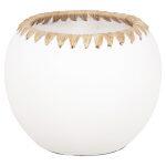 Διακοσμητικο Βαζο HM4375 Τερακοτα Σε Λευκο Με Πλεξη Ψαθας Στο Στομιο φ29x23υεκ.