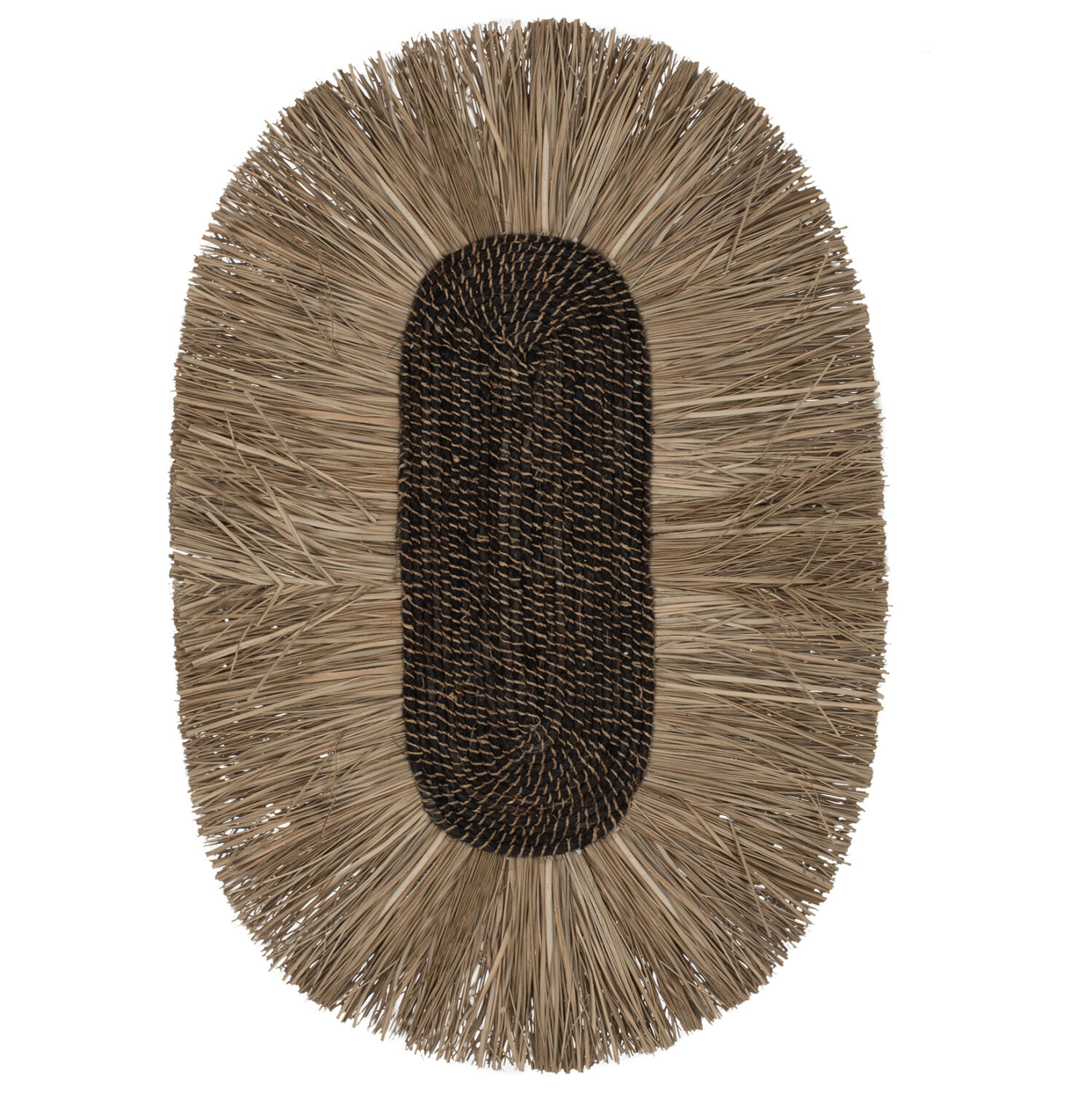 diakosmitiko-toichoy-obal-apo-grass-kai- Διακοσμητικο Τοιχου Οβαλ Απο Grass Και Ινες Αμπακα Σε Χρωμα Φυσικο 50x5x75yεκ.hm7794 - Image 1