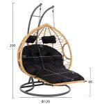 Διπλη Κρεμαστη Φωλια Me Υποποδιο Gracie HM5754.02 Μπεζ Συνθ.rattan-Γκρι Μεταλ.σκελετος φ120x200υεκ - Image 2