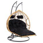 Διπλη Κρεμαστη Φωλια Me Υποποδιο Gracie HM5754.02 Μπεζ Συνθ.rattan-Γκρι Μεταλ.σκελετος φ120x200υεκ