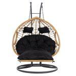 Διπλη Κρεμαστη Φωλια Me Υποποδιο Gracie HM5754.02 Μπεζ Συνθ.rattan-Γκρι Μεταλ.σκελετος φ120x200υεκ - Image 3