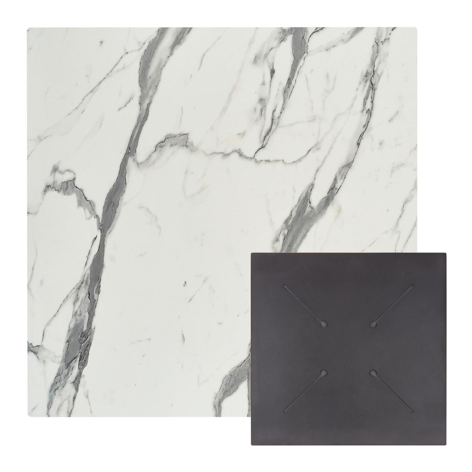 epifaneia-trapezioy-hpl-tetragoni-fb9583 Επιφανεια Τραπεζιου HPL Τετραγωνη HM5837.31 White Marble 60x60εκ. - Image 1