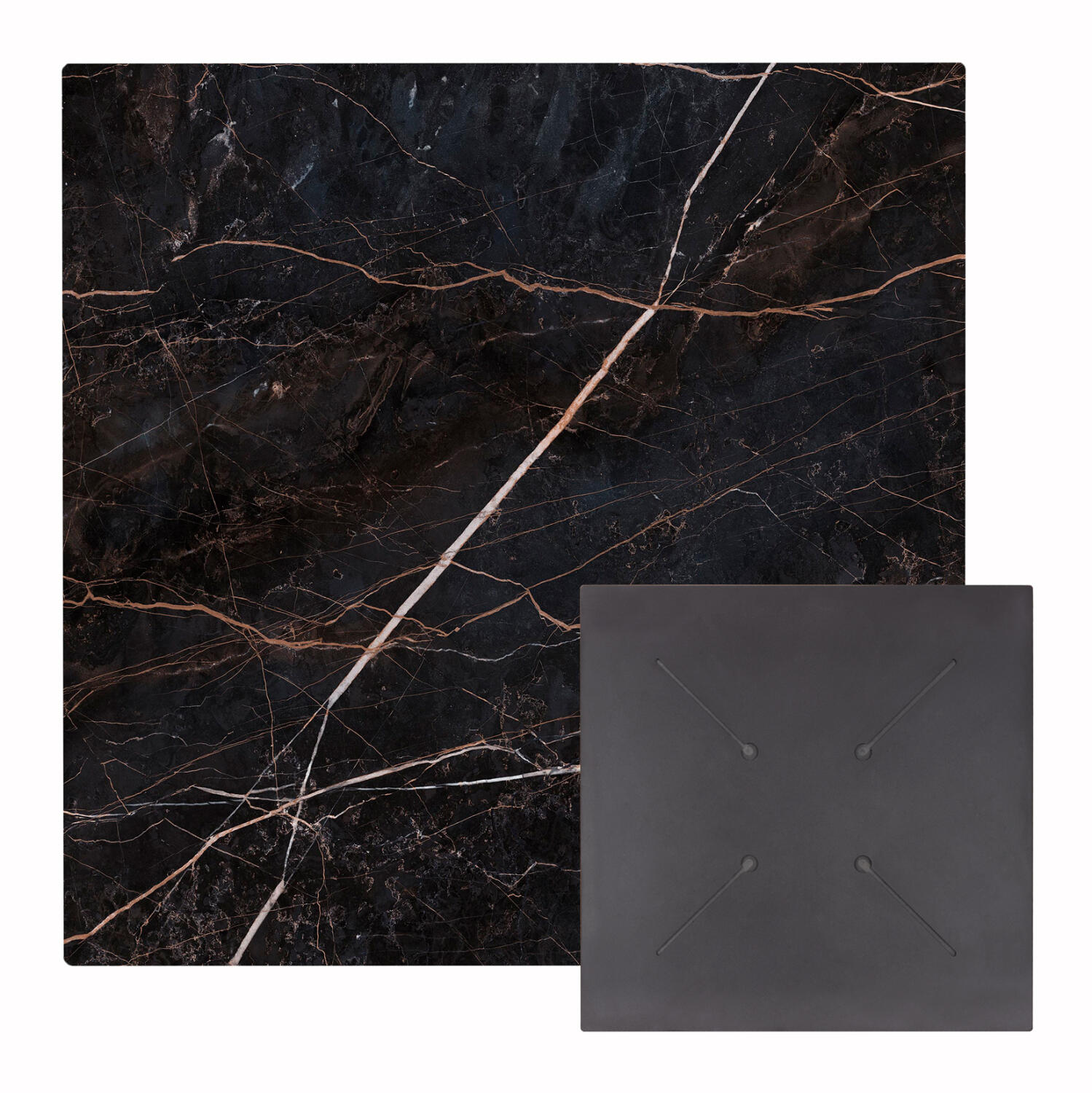 epifaneia-trapezioy-tetragoni-hpl-fb9583 Επιφανεια Τραπεζιου Τετραγωνη HPL HM5838.34 Μαυρο Μαρμαρο 70x70εκ - Image 1