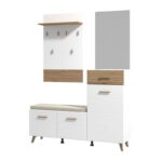 Επιπλο Χωλ Με Καθρεφτη Sein Artisan-White High Gloss Foil 141x36x190εκ Fxtr