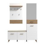 Επιπλο Χωλ Με Καθρεφτη Sein Artisan-White High Gloss Foil 141x36x190εκ Fxtr - Image 3