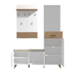 Επιπλο Χωλ Με Καθρεφτη Sein Artisan-White High Gloss Foil 141x36x190εκ Fxtr - Image 4