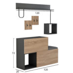Επιπλο Εισοδου Cerb HM8957.11 Μελαμινη Σε Sonama-Γκρι 120x20x72υ Εκ. - Image 2