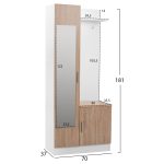 Επιπλο Εισοδου Με Καθρεπτη Janice HM2264 Sonama Λευκο 70x37x181 Εκ. - Image 2