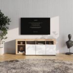 Επιπλο Τηλεορασης Argyll TV 154 3k3v Op Λευκο Με Artisan Oak Χρωμα 154x40x61εκ - Image 2