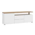 Επιπλο Τηλεορασης Aterno 154 3k2f2v Λευκο-Artisan Oak-Artisan Oak Foil Χρωμα 154x40x56εκ