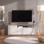 Επιπλο Τηλεορασης Aterno 154 3k2f2v Λευκο-Artisan Oak-Artisan Oak Foil Χρωμα 154x40x56εκ - Image 2