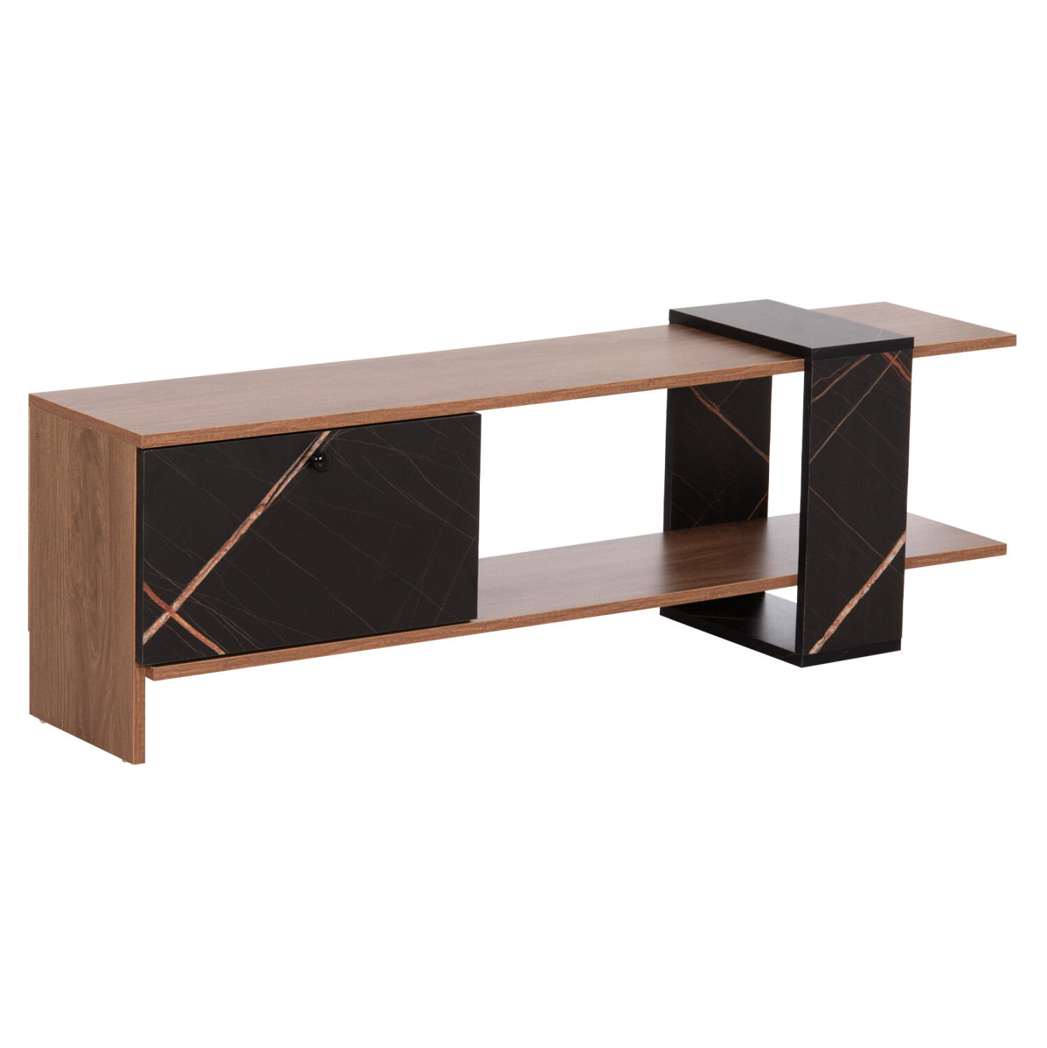 epiplo-tileorasis-fb9890012-melamini-se- Επιπλο Τηλεορασης Henriette HM8900.12 Μελαμινη Σε Φυσικο-Μαυρο Μαρμαρο 120x25x37.5υεκ. - Image 1