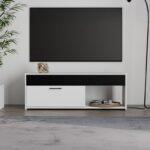 Επιπλο Τηλεορασης Grosseto TV 122 Λευκο-Μαυρο Oak 122x33x44εκ - Image 2