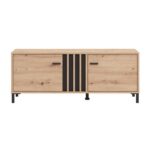 Επιπλο Τηλεορασης Laval 131 2k2v Artisan Οακ/Μαυρο 132x40x52εκ - Image 3