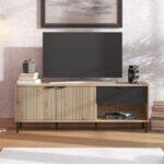 Επιπλο Τηλεορασης Mayenne 150 3k1f2v Artisan Oak-Μαυρο Mat 151x40x55εκ - Image 2