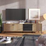 Επιπλο Τηλεορασης Mayenne 208 4k2f3v Artisan Oak-Μαυρο Mat 208x40x55εκ - Image 2