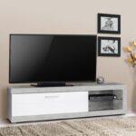 Επιπλο Τηλεορασης Remo Γκρι Concrete / Λευκη Λακα 162x41x43εκ - Image 2