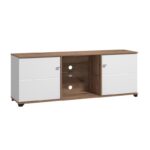 Επιπλο TV Burgundy 160 3k2v Λευκο-Flagstaff Oak-Λευκο High Gloss Foil 157x40x51εκ S.p.k