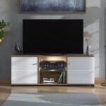 Επιπλο TV Burgundy 160 3k2v Λευκο-Flagstaff Oak-Λευκο High Gloss Foil 157x40x51εκ S.p.k - Image 2