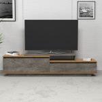 Επιπλο TV Leis HM18186 Μελαμινη Σε Φυσικο Ξυλου & Οψη Γκρι Μαρμαρο 180x35x42υεκ. - Image 3