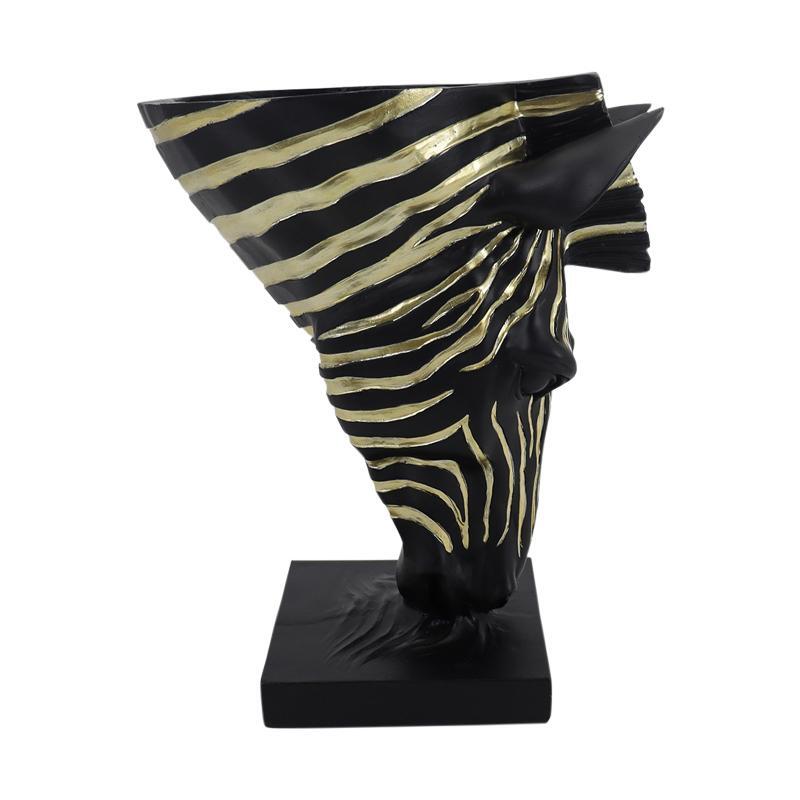 epitrapezio-bazo-fylliana-zebra-mayro-chryso-chroma-215x13x255ek1717414202 Επιτραπεζιο Βαζο Fylliana "Zebra" Μαυρο-Χρυσο Χρωμα 21,5x13x25,5εκ - Image 1