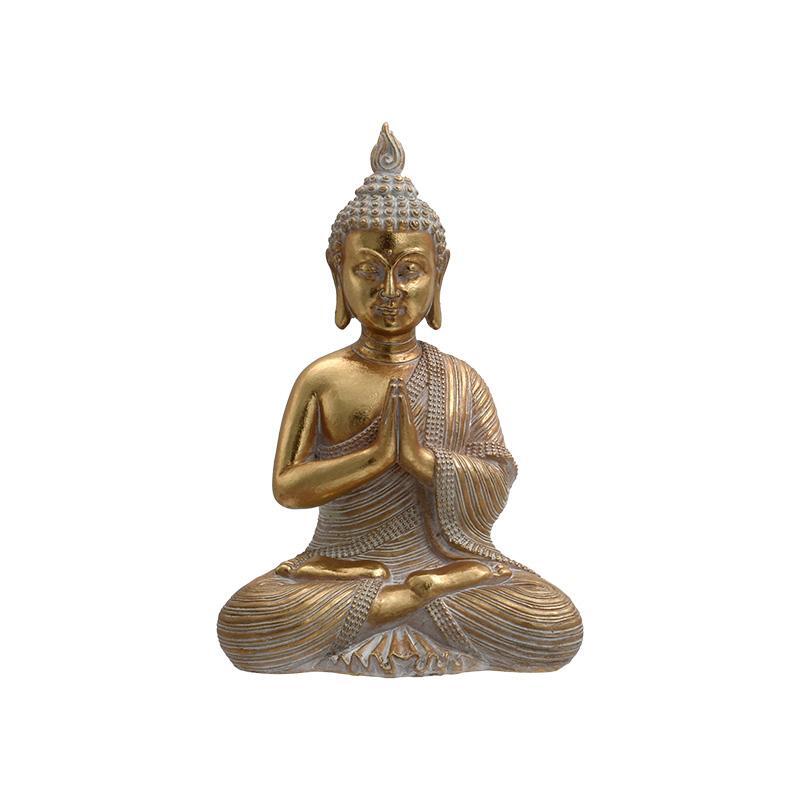 epitrapezio-diakosmitiko-polyresin-fylliana-buddha-chryso-chroma-17x13x27ek1720007647 Επιτραπεζιο Διακοσμητικο Polyresin Fylliana "Buddha" Χρυσο Χρωμα 17x13x27εκ - Image 1