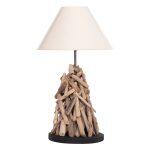 Επιτραπεζιο Φωτιστικο Twiggy HM4423 Driftwood & Λευκο Καπελο φ35x61υεκ.