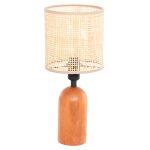 Επιτραπεζιο Φωτιστικο Lyktur HM4709 Μπεζ Καπελο Wicker-Ξυλινη Βαση φ15,5x35,5υεκ.