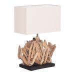Επιτραπεζιο Ορθογωνιο Φωτιστικο Twiggy HM4424 Driftwood & Λευκο Καπελο 35.5x15x47υεκ.