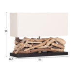 Επιτραπεζιο Ορθογωνιο Φωτιστικο Twiggy HM4432 Driftwood & Λευκο Καπελο 50x16,5x38υεκ. - Image 2
