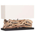 Επιτραπεζιο Ορθογωνιο Φωτιστικο Twiggy HM4432 Driftwood & Λευκο Καπελο 50x16,5x38υεκ.