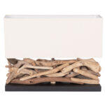 Επιτραπεζιο Ορθογωνιο Φωτιστικο Twiggy HM4432 Driftwood & Λευκο Καπελο 50x16,5x38υεκ. - Image 3