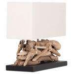 Επιτραπεζιο Ορθογωνιο Φωτιστικο Twiggy HM4432 Driftwood & Λευκο Καπελο 50x16,5x38υεκ. - Image 4
