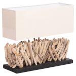 Επιτραπεζιο Ορθογωνιο Φωτιστικο Twiggy HM4434 Driftwood & Λευκο Καπελο 56x16.5x43υεκ.